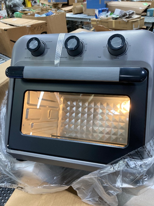 Photo 1 of ****It is used and has some dents on the front. used**19QT Air Fryer Toaster Oven with Convection, 5-in-1 Countertop Cooker, Visible Window, Oil Free, 1500W, Black