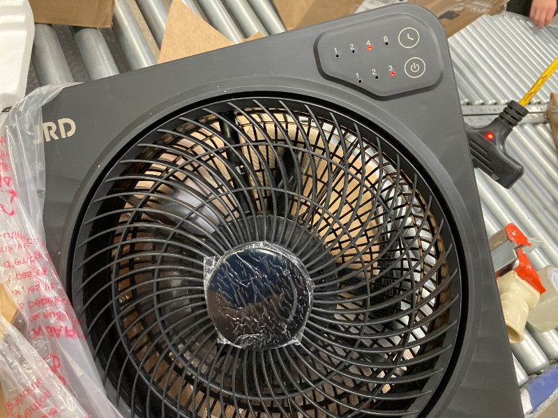 Photo 1 of **used***JRD 13" Box Fan with Powerful Airflow, Quiet Cooling Desk Fan with Digital Touch Screen, 3 Speeds, 5 Blades, 15h Timer, Portable Table Fan for Bedroom Office Home Kitchen, Black