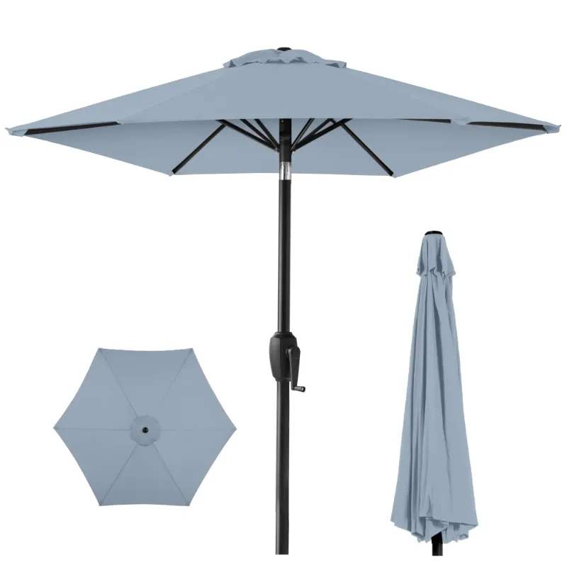 Photo 1 of ***IMAGE REFERENCE***Best Choice Products 7.5ft Heavy-Duty Outdoor Market Patio Umbrella w/ Push Button Tilt, Easy Crank - Breeze Blue