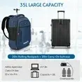 Photo 1 of ***IMAGE REFERENCE***WIRABO Rolling Backpack for Adults, 17.3 inch Laptop Wheeled Backpack, Travel Backpack with Wheels, Carry on Luggage Business Trolley Suitcase Computer Bag Men Women Blue