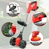 Photo 1 of **I DON'T KNOW IF THERE ARE MISSING PIECES*** SHALL 24V Grass Trimmer Cordless with Upgraded Wheels, 650W Weed Eater Battery Powered-2.0Ah Li-Ion Battery*2, Weed Wacker Cordless with 3 Types Cutting Blades for Lawn and Garden
