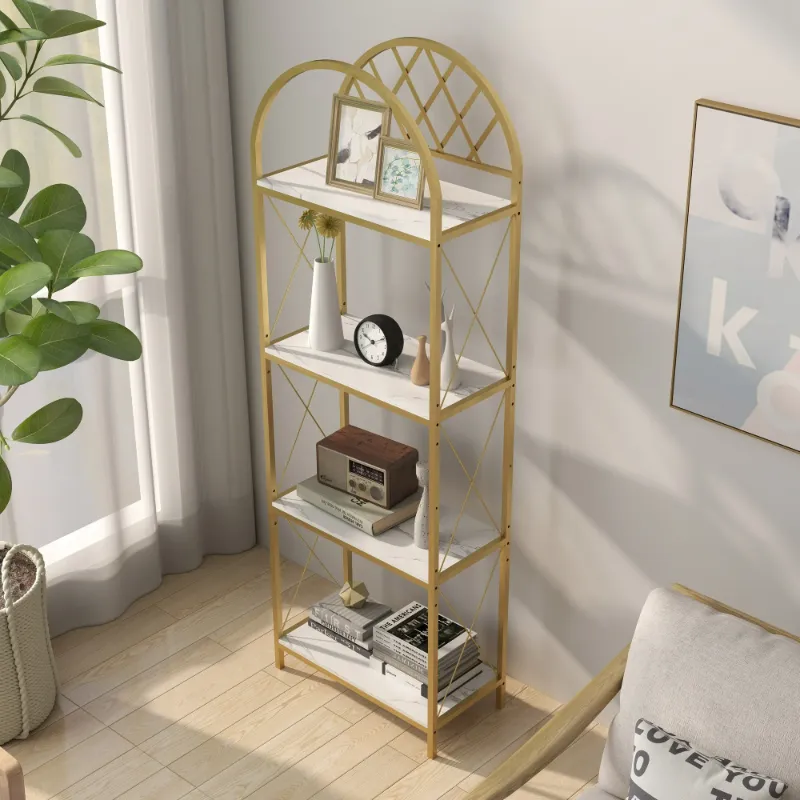 Photo 1 of **I DON'T KNOW IF THERE ARE MISSING PIECES*** *JRHRXXY 4-Tier Bookshelf,Arched Bookcase,Open Storage Rack,for Home Office,LivingRoom,Office,Golden
