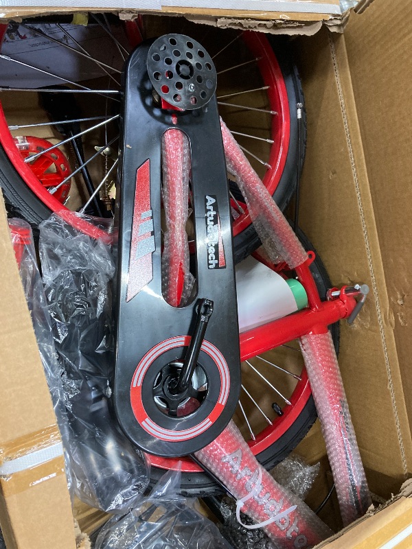Photo 1 of ***I DON'T KNOW IF THERE ARE MISSING PIECES** ARTUDATECH 14/16/18 Inch Kids Bike for Ages 3-10 Years Old Boys Girls, Kid's Bikes with Training Wheels, Basket, Dual Brake, Children Bicycle for Kids and Toddler Beginners, Pink/Red
