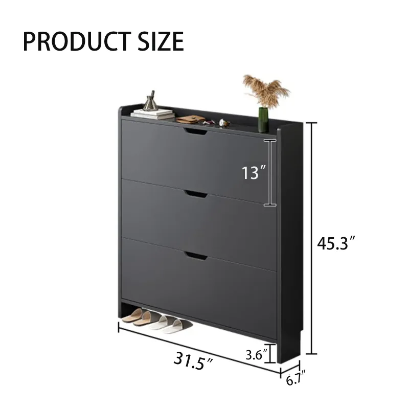 Photo 1 of ***I DON'T KNOW IF THERE ARE MISSING PIECES** Shoe Storage Cabinet with 3 Flip Drawers,Narrow Shoe Rack Cabinet,Freestanding Organizer Storage for Entryway, Hallway, Black
