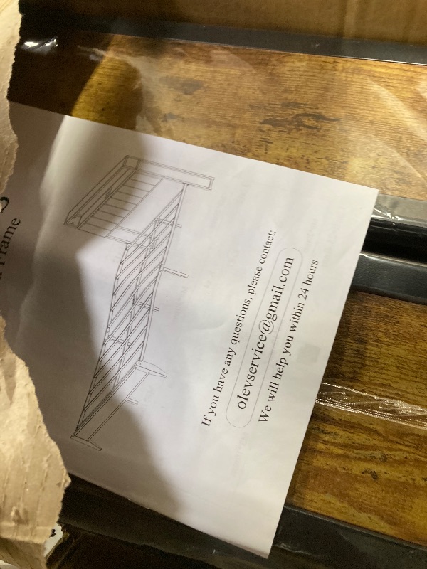 Photo 1 of ***I DON'T KNOW IF THERE ARE MISSING PARTS** OLEVS Full Bed Frame with Headboard, Metal Platform Bed Full Size with 2-Tier Storage, LED Light & Charging Station Type C, No Box Spring Needed