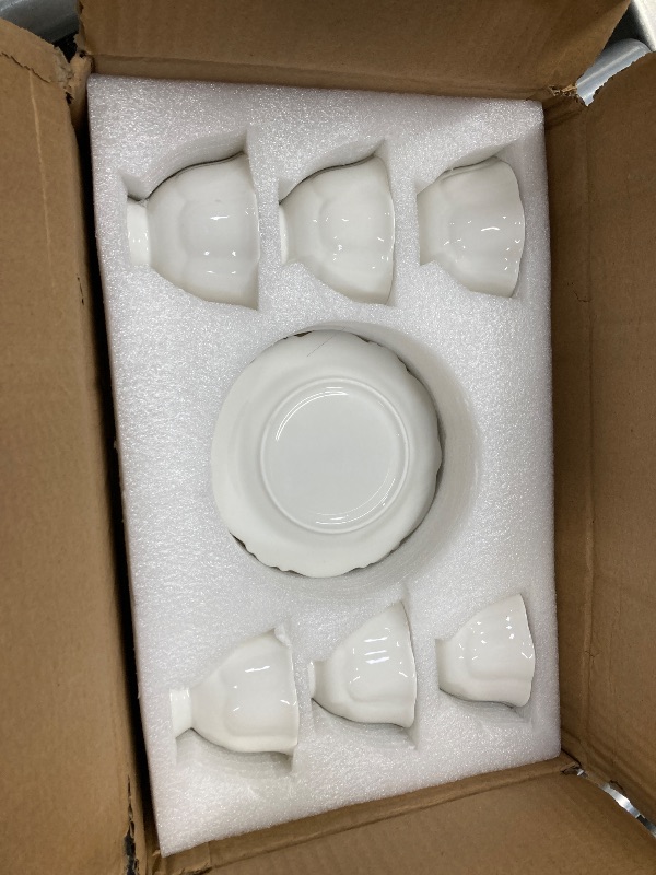 Photo 1 of ***PHOTO REFERENCE** Guangyang 12 Pieces Tea Cup set Fine Porcelain 6oz Cup and Saucer set of 6 for Cappuccino Tea Flat White Coffee