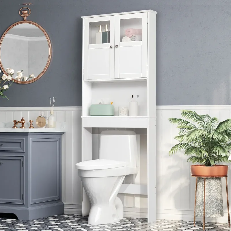 Photo 1 of ** I DON'T KNOW IF ANY PARTS ARE MISSING** *Ktaxon Over the Toilet Bathroom Storage Cabinet with 2 Doors & 3 Storage Shelves Space Saver, White
