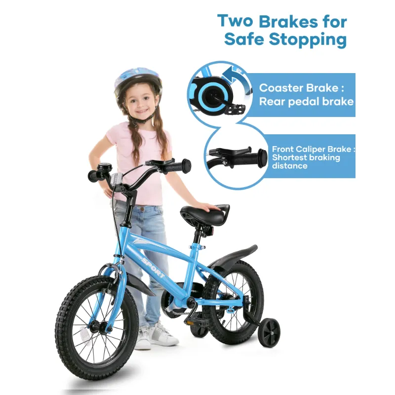 Photo 1 of **I DON'T KNOW IF THERE ARE MISSING PIECES** 14 Inch Kids Bike Girls and Boys Blue Bike with Removable Training Wheels
