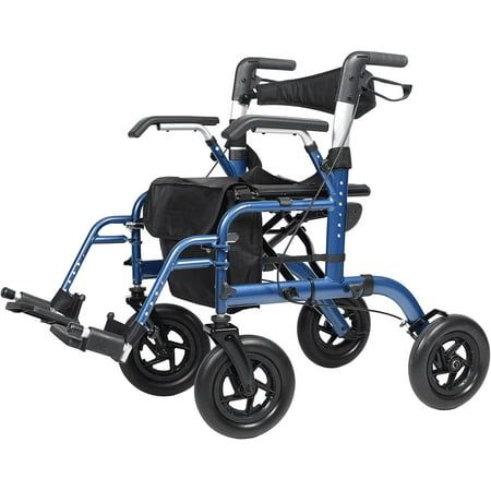 Photo 1 of ***I DON'T KNOW IF IT'S MISSING PARTS*** ELENKER 2 in 1 All-Terrain Rollator Walker & Transport Chair Folding Wheelchair with All 10” Wheels for Seniors Blue
