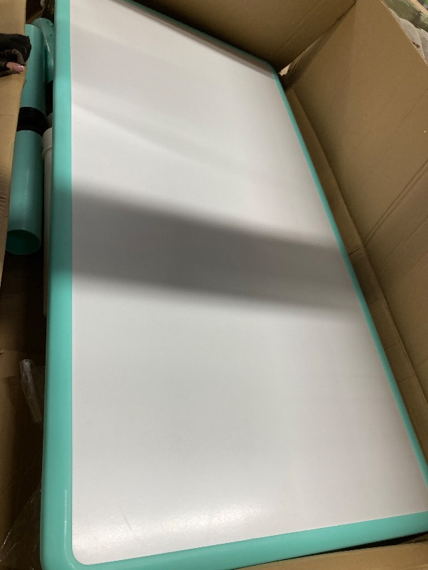Photo 1 of ***I DON'T KNOW IF THERE ARE MISSING PIECES*** Children's Table and Chair Set Suitable for Boys and Girls Age 2-12 Height Adjustable Table top Can be Painted with 6 Seats Suitable for Family Learning Daily use (Mint Green)