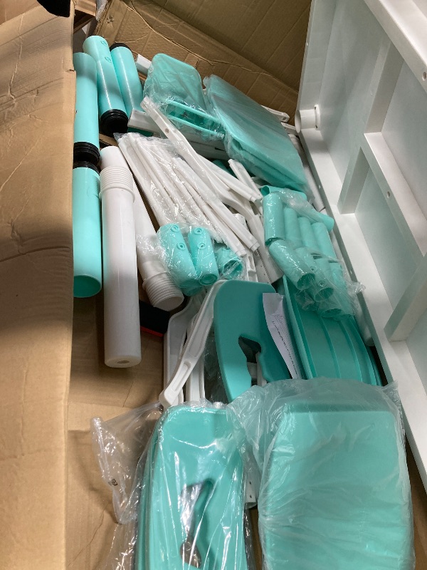 Photo 1 of ***I DON'T KNOW IF THERE ARE MISSING PIECES*** Children's Table and Chair Set Suitable for Boys and Girls Age 2-12 Height Adjustable Table top Can be Painted with 6 Seats Suitable for Family Learning Daily use (Mint Green)