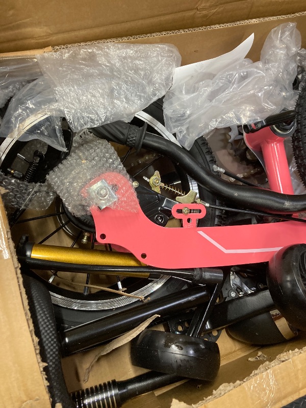 Photo 1 of ***I DON'T KNOW IF THERE ARE MISSING PIECES*** ARTUDATECH 14/16 Inch Kids Bike for Ages 3-7 Years Old Boys Girls Kid S Bikes with Training Wheels LED Headlight Children Bicycle for Kids and Toddl
