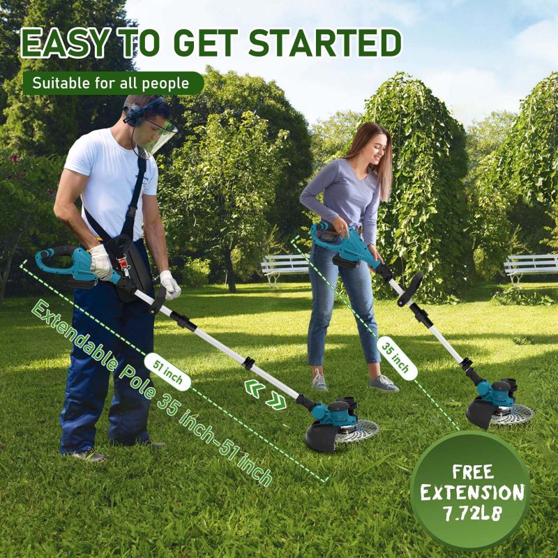 Photo 1 of ***I DON'T KNOW IF THERE ARE MISSING PIECES** GVDV 2 in 1 Weed Wacker and String Trimmer, BLDC Motor, 2 Pcs 24V Batteries, 3 Blades, Adjustable Length - Lightweight Lawn Edger & Brush Cutter for Yard and Garden
