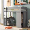 Photo 1 of **BOX 1 OF 3 ONLY/INCOMPLETE SET**Wood Twin Size Loft Bed with Wardrobes and 2-Drawer Desk with Cabinet, Gray