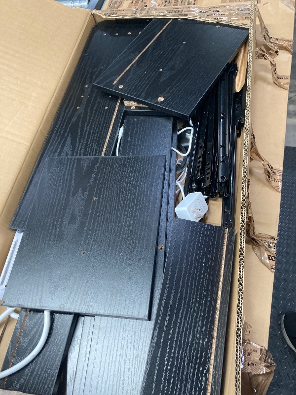 Photo 1 of ***MIRROR AND TOOLS ARE MISSING*** Vanity Desk with a Mirror and Lights?with Chair and Four Drawers, Three Adjustable Lighting Modes?with Power Outlet and Sliding LED Mirror,Bedroom Vanity Desk (Black)