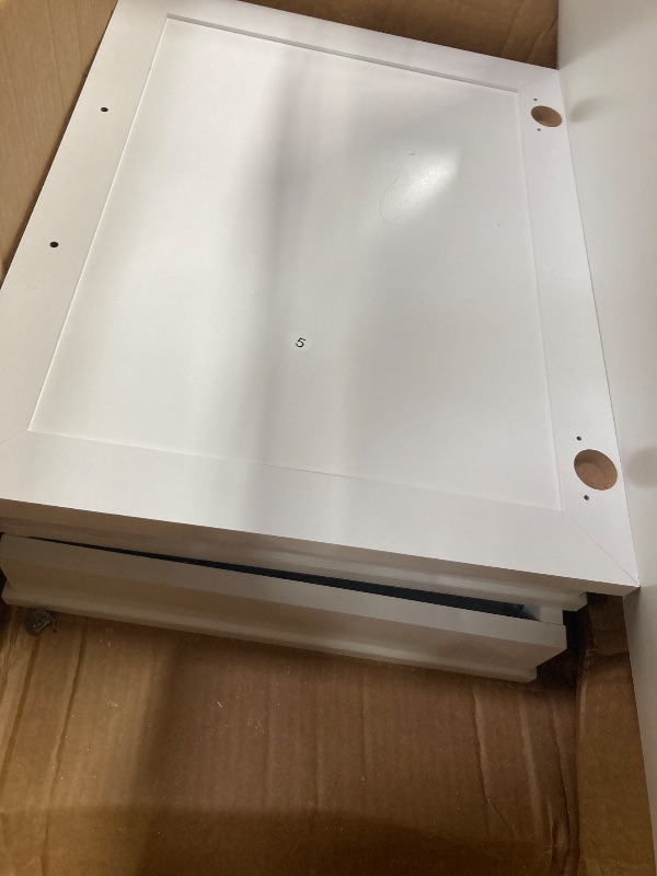 Photo 1 of ***I DON'T KNOW IF THERE ARE MISSING PIECES** L Shaped Executive Desk, Farmhouse l Shaped Desk, Home Office Table with Storage Cabinet and Shelf, Farmhouse Corner Table with Drawers, White