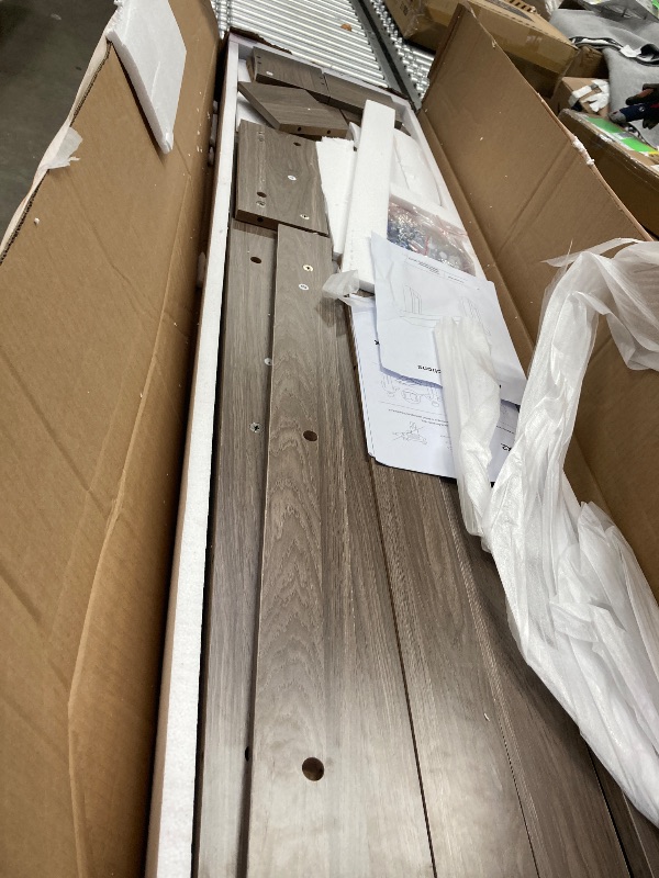 Photo 1 of ***I DON'T KNOW IF THERE ARE MISSING PIECES** LITTLE TREE 63-Inch Long Console Tables for Entryway, Large Sofa Table Behind Couch, Grey Wooden Entry Foyer Hallway Table, Industrial Console Sofa Tables for Living Room