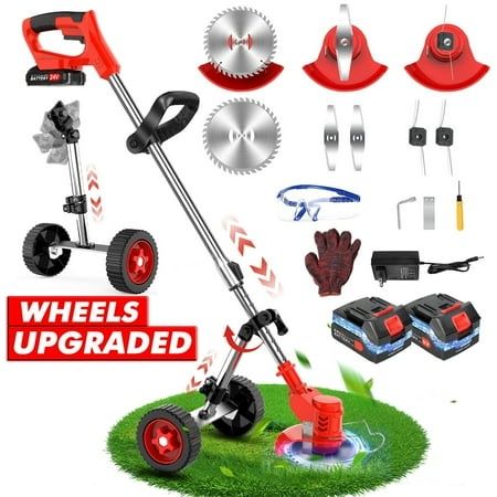 Photo 1 of **I DON'T KNOW IF THERE ARE MISSING PARTS** *Weed Eaters Cordless with 2025 Upgraded Wheels Tanbaby 3-in-1 Battery Powered 6 Inch Grass Trimmer & String Trimmer/Edger Kit for Lawn Garden Trimmi
