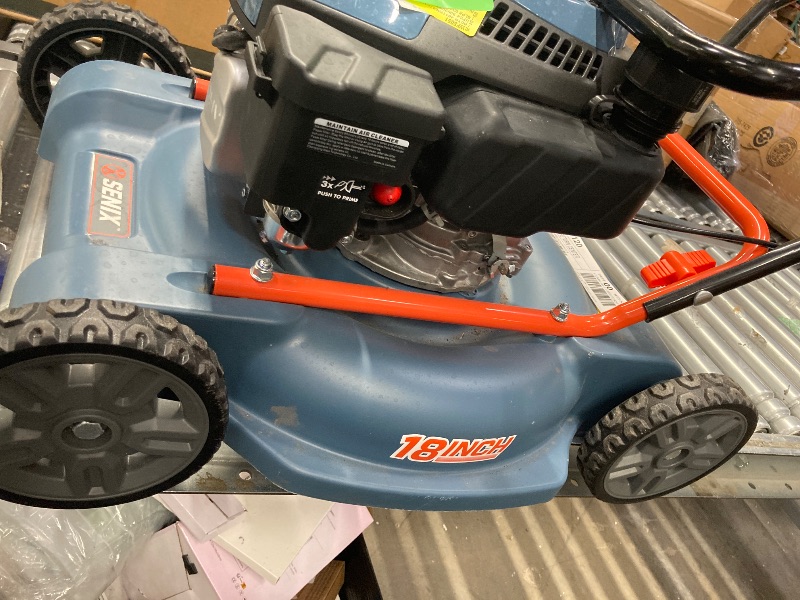 Photo 1 of ***I DON'T KNOW IF IT WORKS*********** SENIX Gas Lawn mower, 18in Cutting Blade / 19in Cutting Deck, 144cc 4-Cycle Engine Push Mower with Side Discharge
