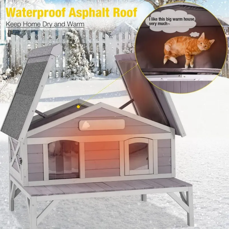 Photo 1 of ******I DON'T KNOW IF THERE ARE MISSING PIECES*** Insulated Outdoor Cat House for Winter Feral Cat Shelter Weatherproof with Soft Liner Included, Large Opening Roof Escape Door
