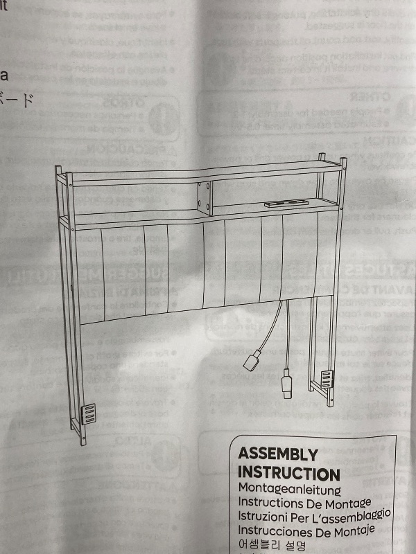 Photo 1 of **HEADBOARD ONLY**Pinmoco Headboard for Full Size Bed with Storage, Linen Upholstered Head Board with LED Light and Charging Station, Gray, Headboard Only