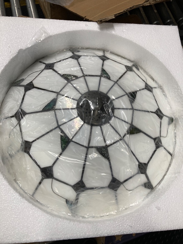 Photo 1 of 16 Inch Tiffany Style Stained Glass Ceiling Light Tiffany Flush Mount Ceiling Light Vintage Chandeliers Pendent Light Lighting Fixture Lamps (16 Inch Leaf White)
