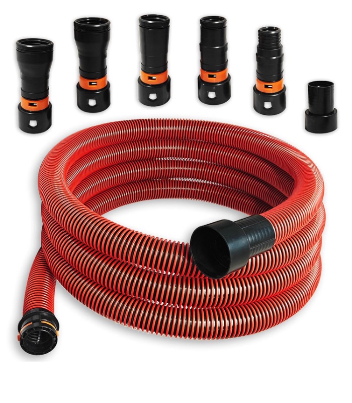 Photo 1 of 16FT Shop Vac Hose, Dust Collection Hose Kit for Home&Shop Vacuums System with 6 Adapters for Woodworking Power Tool & Sander, Compatible with festool/dewalt/bosch/ryobi/makita, etc Most Multi-Brands