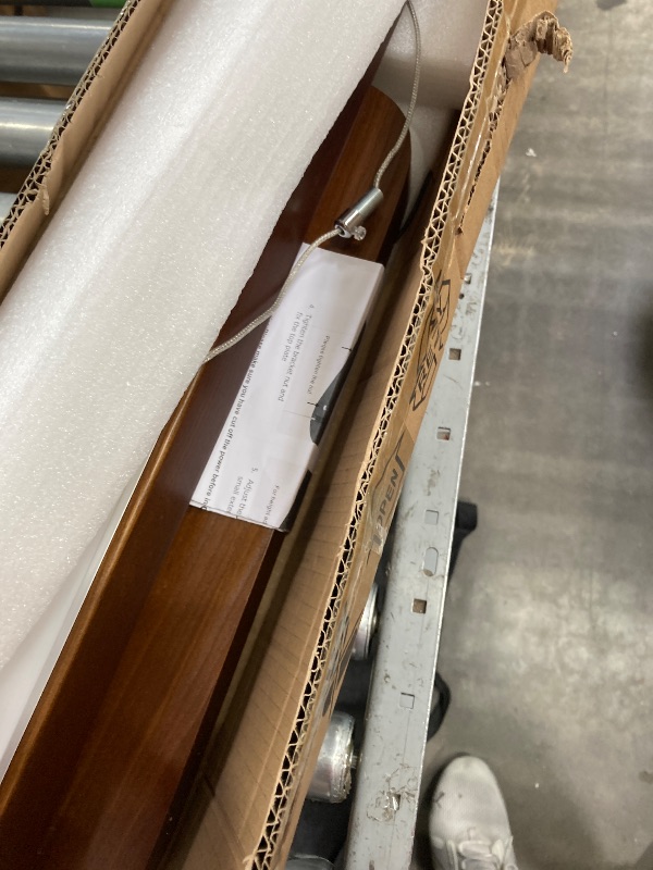 Photo 1 of YISDESIGN 71" Wood Linear Pendant Light Modern LED Dimmable Ceiling Hanging Light Fixtures Wood Linear Chandeliers 40w for Dining Room Kitchen Island Pool Table Bar Walnut Color