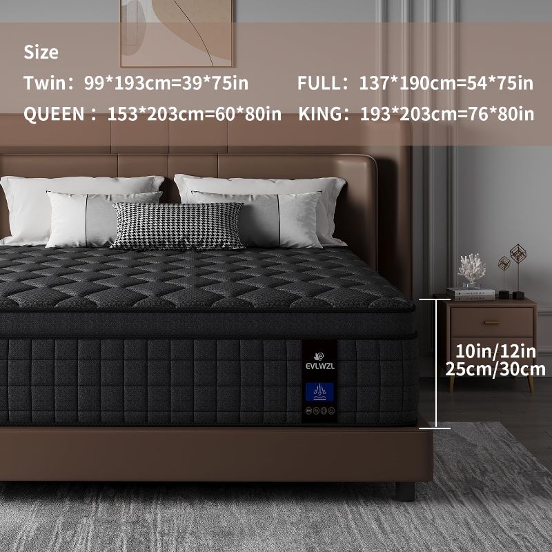 Photo 1 of 10 Inch Full Size Mattress, Medium Firm Hybrid Full Mattresses, Memory Foam Mattress in a Box with Individually Wrapped Pocket Springs, Reinforced Edge Support,Pressure Relief,Motion Isolation
