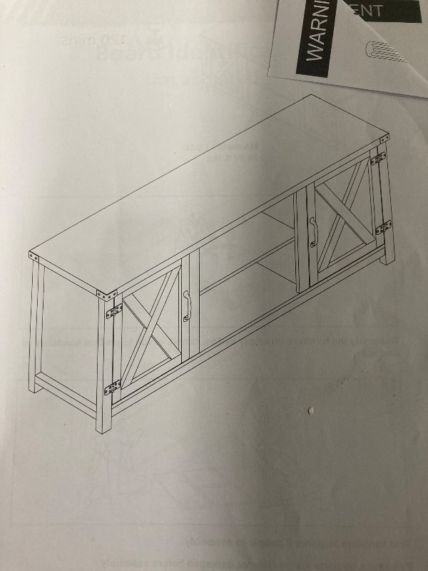 Photo 1 of  Stand for 65/55 Inch TV, Farmhouse Entertainment Center with Storage, Power Outlets and Open Shelf, Media Console TV Cabinet for Living Room