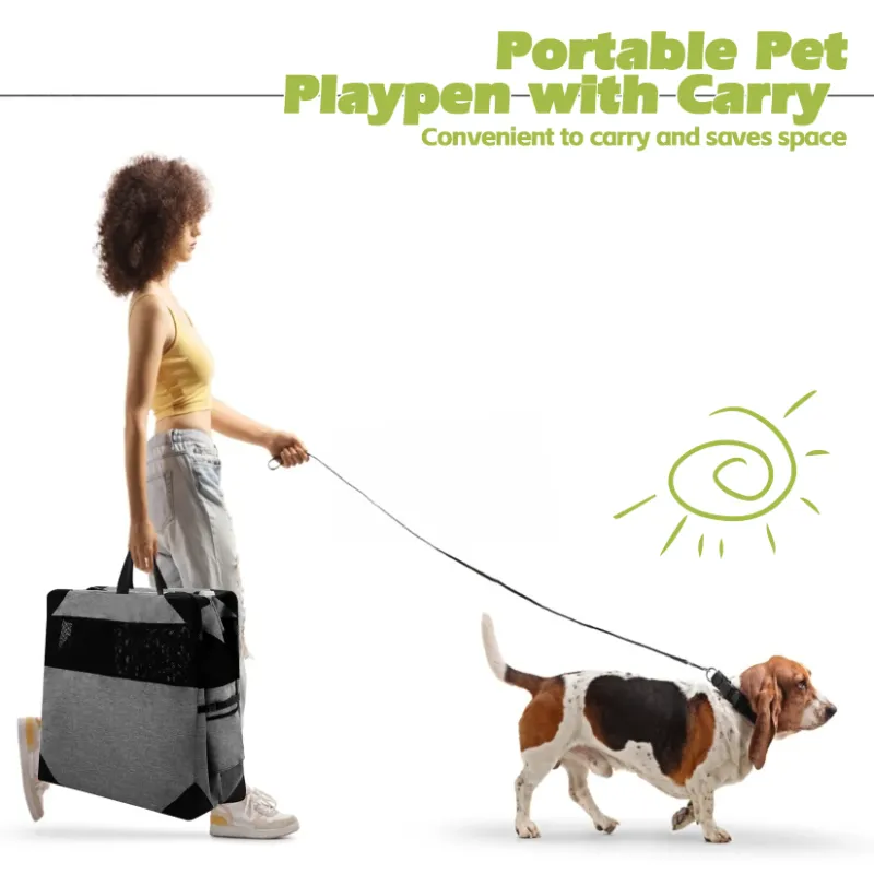 Photo 1 of **ONE SIDE OF MESH HAS DAMAGE(HOLES)/NO BOX**30 Inch Dog Crates,Collapsible Soft Dog Crate for Large Dogs, Chew Proof Mesh Window 3 Door Design, Indoor & Outdoor Portable Travel Dog Crate(Dark Gray)