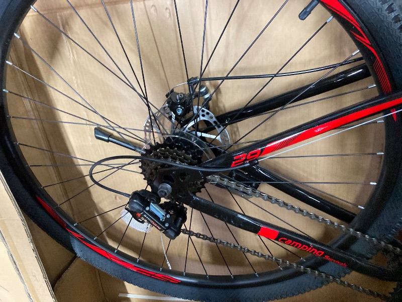 Photo 1 of **MISSING HARDWARE**UBesGoo 29in Mountain Bike for Adult, 21 Speed MTB Bicycle for Men/Women, Dual Disc Brakes, Carbon Steel Frame, Black Red