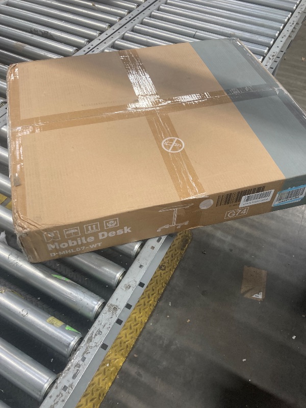 Photo 1 of Small Mobile Standing Desk, Portable Rolling Laptop Cart with Adjustable Height and Wheels, Computer Table for Home Office, White