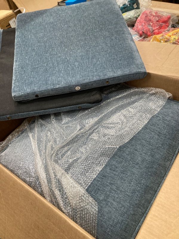Photo 1 of ***(MISSING PIECES -ARMS/LEGS, HARDWARE MISSING SELLING AS PARTS ONLY)*** 
Ktaxon Accent Chair Chenille Upholstered Armchair, Reading Club Chair with Pillow for Living Room Bedroom Furniture Blue