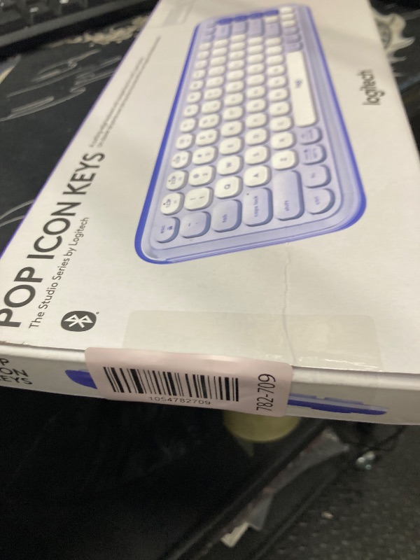 Photo 1 of **MISSING USB***Logitech POP ICON Keys Wireless Bluetooth Keyboard, Comfortable Typing, Programmable Keys, Easy-Switch Between up to 3 Devices, for Laptop, Tablet, PC – Lilac and Off-White