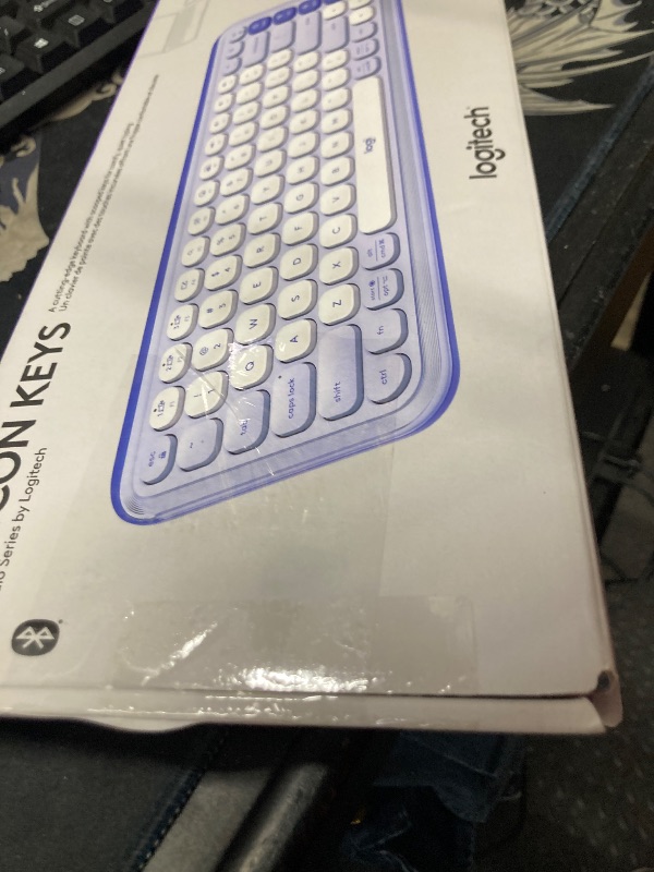 Photo 1 of Logitech POP ICON Keys Wireless Bluetooth Keyboard, Comfortable Typing, Programmable Keys, Easy-Switch Between up to 3 Devices, for Laptop, Tablet, PC – Lilac and Off-White