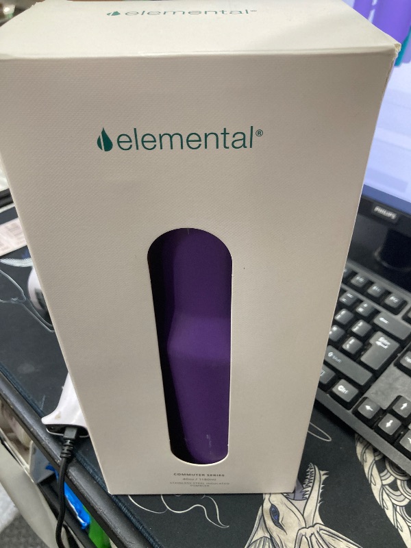 Photo 1 of ***ONLY ONE PURPLE**Elemental 40 oz Tumbler with Handle and Straw - Spill Proof Insulated Stainless Steel Commuter for Hot and Cold Beverages - Travel Coffee Mug with 2 Straws & Spill Proof Lid - 40oz - Purple