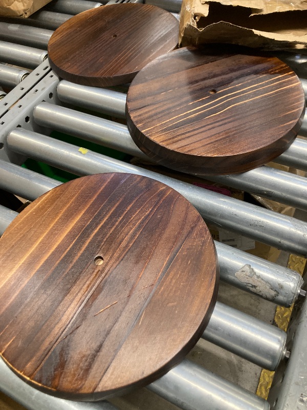 Photo 1 of **ONLY THE 4 ROUND WOOD PARTS/MISSING PARTS TO STAND**GHWMYD Cupcake Tiered Tray Stand, 360°Rotatable 4 Tier Cake Tower Stand for Dessert Donut Displaying and Holding, Rustic Wooden Serving Platter as Decor at Wedding, Birthday, Baby Shower, Tea Party