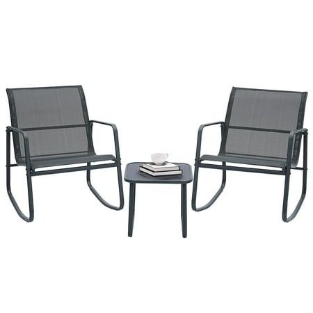 Photo 1 of **MISSING ONE CHAIR**Ainfox 3 Pieces Patio Bistro Set Outdoor Furniture Set Textilene Chairs and Coffee Table Conversation Set Grey