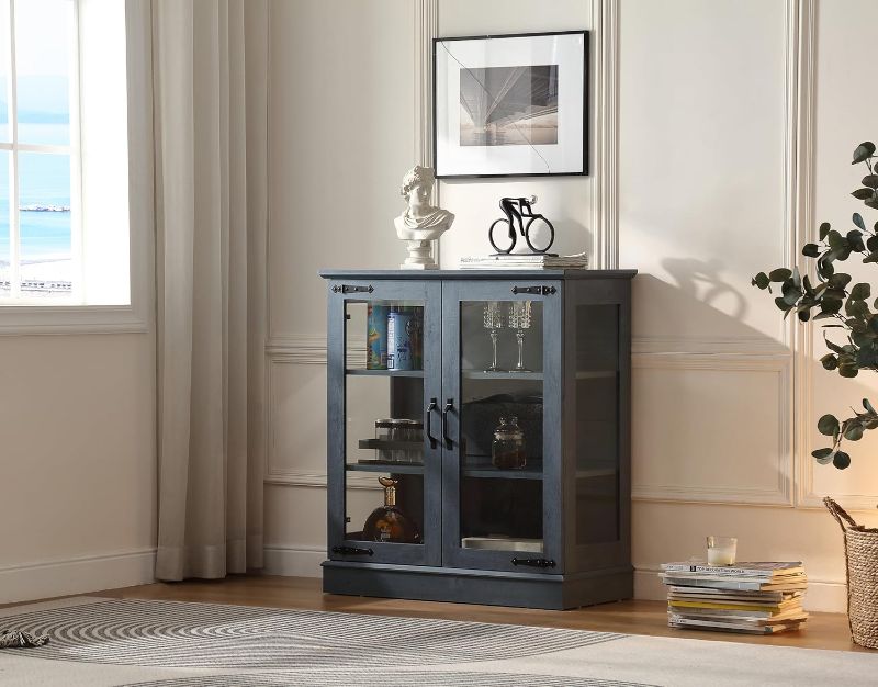Photo 1 of  Buffet Cabinet with Glass Doors for Great Showcase,Small Coffee bar Cabinet with 2 Adjustable