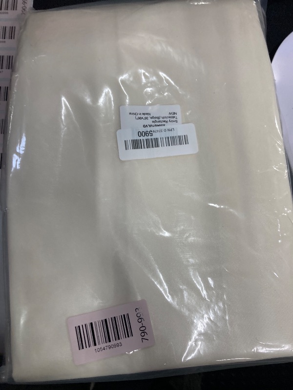 Photo 1 of **THIS IS A TABLECLOTH**Smiry Rectangle Tablecloth, Elastic Fitted Flannel Backed Vinyl Tablecloths for 8ft Folding Tables, Waterproof Wipeable Table Covers for Indoor, Outdoor, Picnic and Camping (Beige, 36"x96")