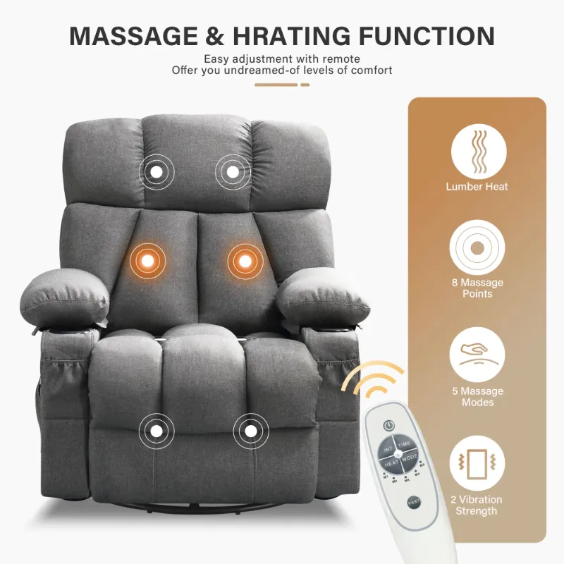 Photo 1 of **PARTIAL SET**
JONPONY Massage Rocker Recliner Chair with Vibration Massage and Heat Ergonomic Lounge Chair for Living Room with Rocking Function and Side Pocket, 2 Cup Holders, USB Charge Port,Grey