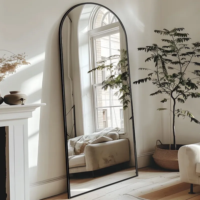 Photo 1 of 
Antok 58"x18" Arched Full Length Mirror with Stand Aluminum Frame for Bedroom Living Room Black