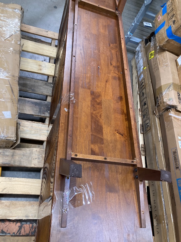 Photo 1 of **HAS SMALL CHIP ON FRONT SIDE/CRACK IN BACK-SEE PICS**Acacia Harmony TV Stand for TVs up to 75+ Inch Entertainment Center with Storage Shelves and Cable Management, Modern Farmhouse TV Media Console Table Wood TV Stands for Living Room Bedroom, Walnut