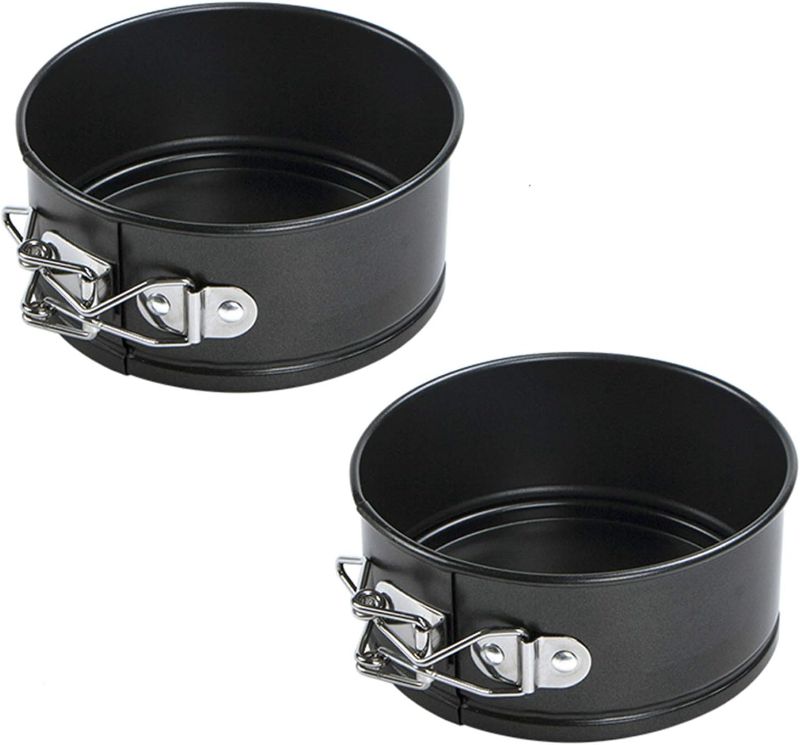 Photo 1 of  2Pcs 8 Inch Non Stick Springform Pan with Removable Bottom Carbon Steel Cheesecake Pan Round Springform Cake Mold with Stainless Steel Spring Buckles for Baking Kitchens Restaurant