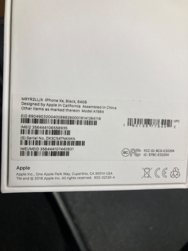 Photo 1 of  Apple iPhone XR (64GB) - Black [Locked to Carrier – Simple Mobile]