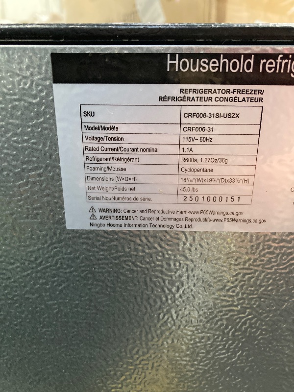 Photo 1 of *** The description is a reference**need clean inside**DEMULLER 2.4 Cu.Ft Small Refrigerator with Freezer Dorm fridge Removable Plastic Shelves Ideal for Home, Office,Dormitory (small)