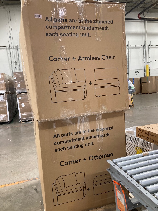 Photo 1 of ***its dirty****LINSY HOME Modular Sectional Sofa, 134" Boneless Couch U Shaped 4-Seat Sofa with 2 Movable Ottomans, Corduroy Sectional Cloud Couches for Living Room, No Assembly Required, Beige