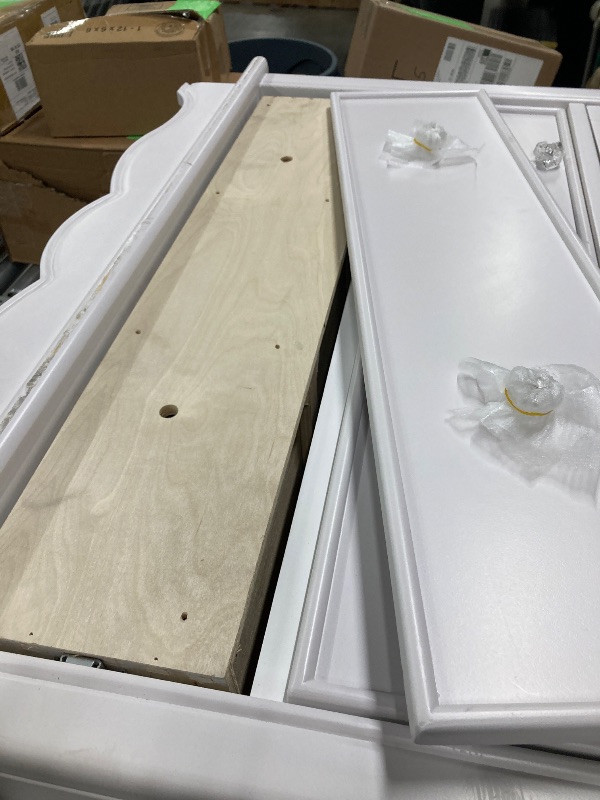 Photo 1 of ***MISSING PART , MAJOR DAMAGE****Evolur Aurora Armoire in Ivory Lace, Comes Fully Assembled, Built of Kiln-Dried Hardwood, Two Large Shelves, Spacious Storage