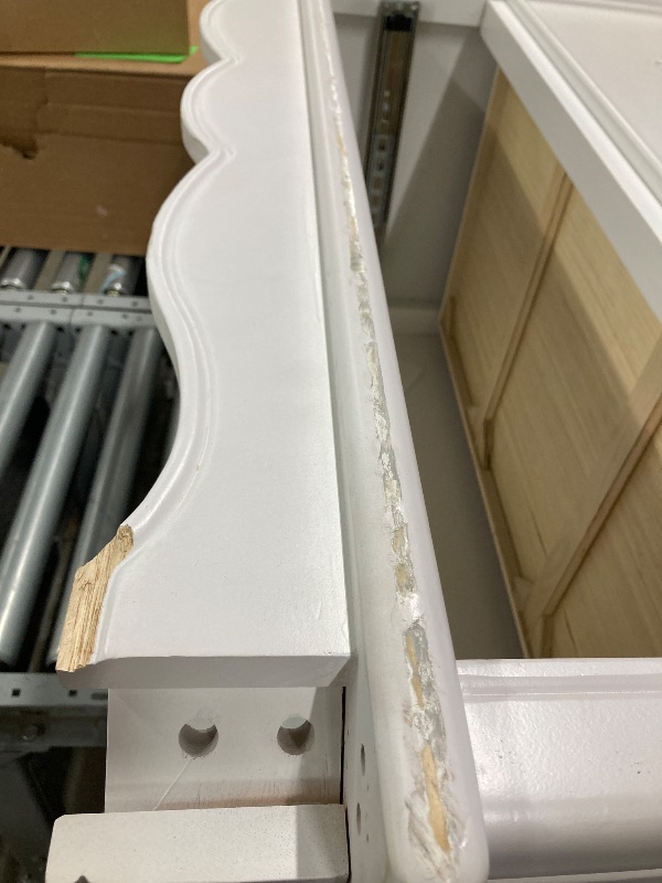 Photo 1 of ***MISSING PART , MAJOR DAMAGE****Evolur Aurora Armoire in Ivory Lace, Comes Fully Assembled, Built of Kiln-Dried Hardwood, Two Large Shelves, Spacious Storage